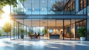 le smart glass ajuste la transparence des vitrages pour réguler la température intérieure, améliorer le confort et réduire les besoins en climatisation.